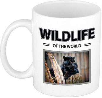 Bellatio Decorations Foto mok Zwarte panter mok / beker - wildlife of the world cadeau Panters liefhebber - feest mokken Wit