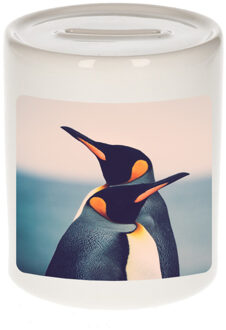 Bellatio Decorations Foto pinguin spaarpot 9 cm - Cadeau pinguins liefhebber - Spaarpotten Multikleur