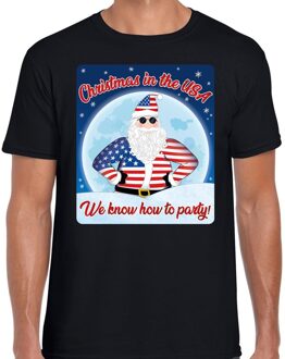 Bellatio Decorations Fout Amerika kerstborrel t-shirt christmas in USA zwart voor heren 2XL (56) - kerst t-shirts