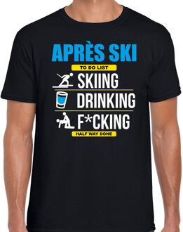 Bellatio Decorations Fout Apres ski t-shirt winterport to do list zwart heren 2XL