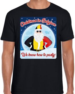 Bellatio Decorations Fout Belgie kerstborrel t-shirt christmas in Belgium zwart voor heren 2XL (56) - kerst t-shirts