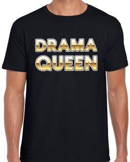 Bellatio Decorations Fout Drama Queen fun tekst t-shirt zwart / goud voor heren 2XL