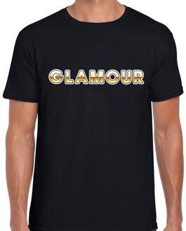 Bellatio Decorations Fout Glamour fun tekst t-shirt zwart / goud voor heren
