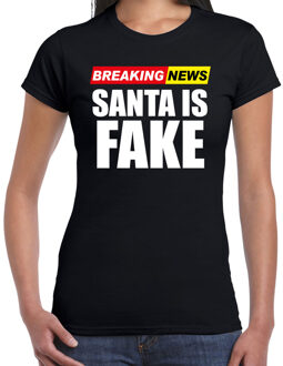 Bellatio Decorations Fout humor Kerst T-shirt breaking news fake voor dames zwart 2XL - kerst t-shirts