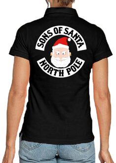 Bellatio Decorations Fout kerst polo shirt Sons of Santa North Polezwart voor dames