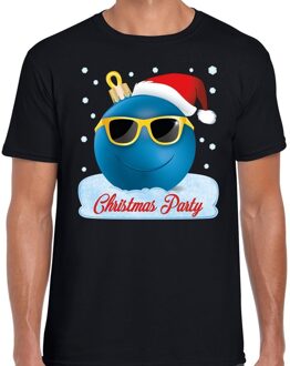 Bellatio Decorations Fout kerst shirt coole kerstbal Christmas party zwart voor heren