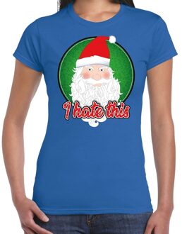Bellatio Decorations Fout kerst shirt I hate this blauw voor dames