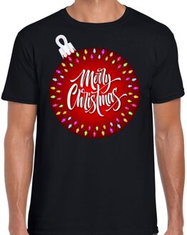 Bellatio Decorations Fout kerst shirt kerstbal Merry Christmas zwart voor heren