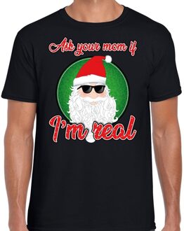 Bellatio Decorations Fout kerst shirt stoere kerstman I am real zwart voor heren 2XL (56) - kerst t-shirts