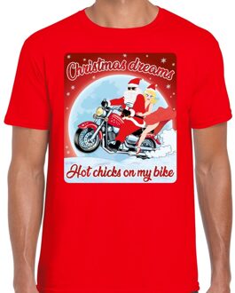 Bellatio Decorations Fout kerst shirt voor motorliefhebbers hot chicks rood heren