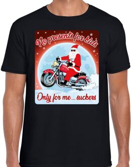 Bellatio Decorations Fout kerst shirt voor motorliefhebbers no presents zwart heren