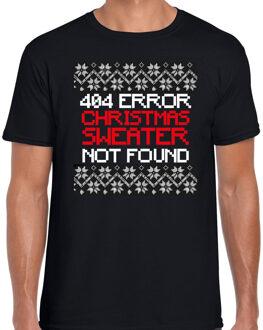 Bellatio Decorations Fout Kerst t-shirt 404 error zwart voor heren S - kerst t-shirts