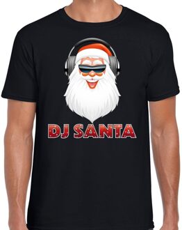Bellatio Decorations Fout Kerst t-shirt - DJ Santa Claus - met koptelefoon - zwart - heren - kerstkleding