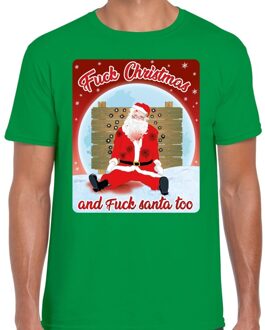 Bellatio Decorations Fout kerst t-shirt fuck christmas groen voor heren