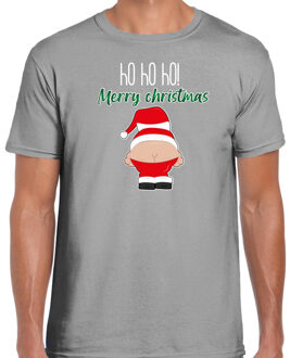 Bellatio Decorations fout Kerst t-shirt heren - Kerstman - grijs - Merry Christmas 2XL - kerst t-shirts