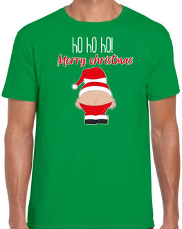 Bellatio Decorations fout Kerst t-shirt heren - Kerstman - groen - Merry Christmas 2XL - kerst t-shirts