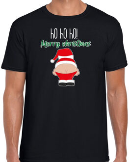 Bellatio Decorations fout Kerst t-shirt heren - Kerstman - zwart - Merry Christmas 2XL - kerst t-shirts Multikleur