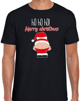 Bellatio Decorations fout Kerst t-shirt heren - Kerstman - zwart - Merry Christmas 2XL - kerst t-shirts