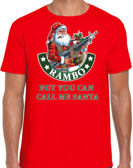 Bellatio Decorations Fout Kerst t-shirt / Kerstkleding Rambo but you can call me Santa voor heren 2XL - kerst t-shirts Rood