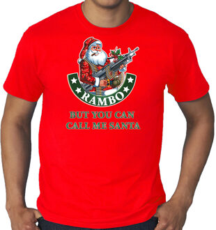 Bellatio Decorations Fout Kerst t-shirt / Kerstkleding Rambo but you can call me Santa voor heren grote maten 3XL - kerst t-shirts Rood