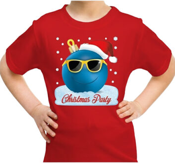 Bellatio Decorations Fout Kerst t-shirt voor kinderen - Coole kerstbal - Christmas party - rood L (140-152)
