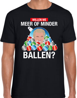 Bellatio Decorations Fout Kerst t-shirt - Wilders Meer of minder ballen - zwart - Kerstshirt PVV - heren