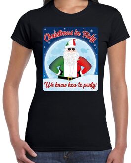 Bellatio Decorations Fout kerstborrel Italie t-shirt christmas in Italy zwart voor dames M - kerst t-shirts