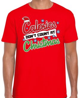 Bellatio Decorations Fout kerstborrel shirt / Fout Kerst t-shirt calories dont count at christmas rood voor heren 2XL (56) - kerst t-shirts