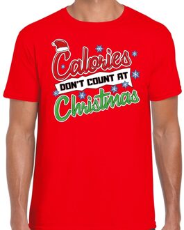Bellatio Decorations Fout kerstborrel shirt / Fout Kerst t-shirt calories dont count at christmas rood voor heren M (50) - kerst t-shirts