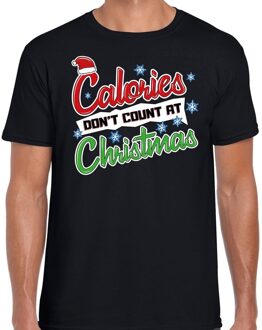 Bellatio Decorations Fout kerstborrel shirt / Fout Kerst t-shirt calories dont count at christmas zwart voor heren 2XL (56) - kerst t-shirts