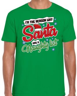 Bellatio Decorations Fout kerstborrel shirt / Fout Kerst t-shirt why santa has a naughty list groen voor heren 2XL (56) - kerst t-shirts