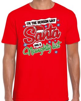 Bellatio Decorations Fout kerstborrel shirt / Fout Kerst t-shirt why santa has a naughty list rood voor heren 2XL (56) - kerst t-shirts