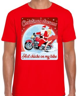 Bellatio Decorations Fout kerstborrel shirt / kerstshirt christmas dreams rood voor motorrijders voor heren 2XL - kerst t-shirts