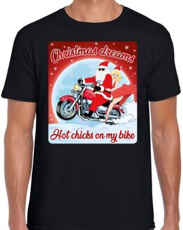 Bellatio Decorations Fout kerstborrel shirt / kerstshirt christmas dreams zwart voor motorrijders voor heren 2XL - kerst t-shirts