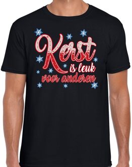 Bellatio Decorations Fout kerstborrel shirt / kerstshirt Kerst is leuk voor anderen zwart heren 2XL (56) - kerst t-shirts