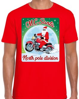 Bellatio Decorations Fout kerstborrel shirt / kerstshirt MC Santa rood voor motorrijders voor heren XL - kerst t-shirts