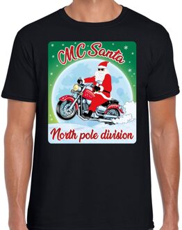 Bellatio Decorations Fout kerstborrel shirt / kerstshirt MC Santa voor motorrijders zwart voor heren M - kerst t-shirts