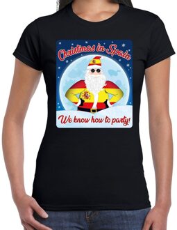 Bellatio Decorations Fout kerstborrel Spanje t-shirt christmas in Spain zwart voor dames L - kerst t-shirts