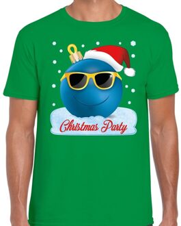 Bellatio Decorations Fout kerstborrel t-shirt / kerstshirt Christmas party groen met coole kerstbal voor heren 2XL (56) - kerst t-shirts