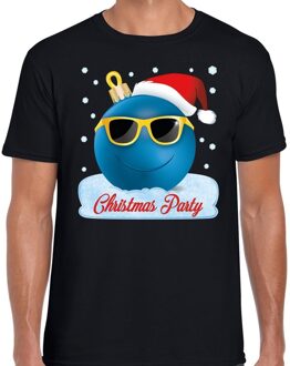 Bellatio Decorations Fout kerstborrel t-shirt / kerstshirt coole kerstbal Christmas party zwart voor heren 2XL (56) - kerst t-shirts