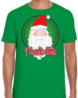 Bellatio Decorations Fout kerstborrel t-shirt / kerstshirt I hate this groen voor heren 2XL (56) - kerst t-shirts