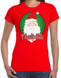 Bellatio Decorations Fout kerstborrel t-shirt / kerstshirt I hate this rood voor dames 2XL - kerst t-shirts