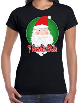 Bellatio Decorations Fout kerstborrel t-shirt / kerstshirt I hate this zwart voor dames 2XL - kerst t-shirts