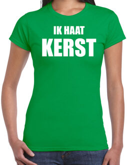 Bellatio Decorations Fout kerstborrel t-shirt / kerstshirt Ik haat Kerst groen voor dames XS - kerst t-shirts