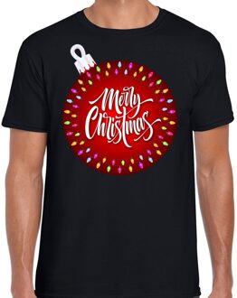 Bellatio Decorations Fout kerstborrel t-shirt / kerstshirt kerstbal Merry Christmas zwart voor heren 2XL (56) - kerst t-shirts