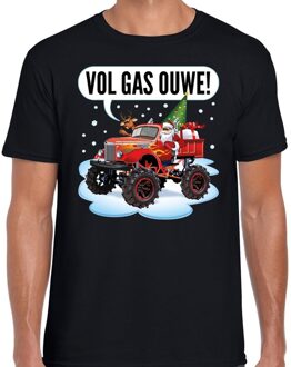 Bellatio Decorations Fout kerstborrel t-shirt / kerstshirt Monstertruck Santa zwart voor heren 2XL (56) - kerst t-shirts