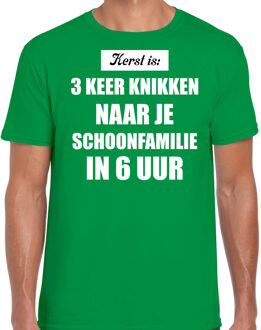 Bellatio Decorations Fout kerstshirt groen Kerst is 3 keer knikken naar schoonfamilie kerstkleding heren L - kerst t-shirts