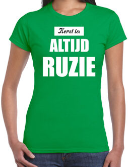 Bellatio Decorations Fout kerstshirt groen Kerst is altijd ruzie kerstkleding dames 2XL - kerst t-shirts