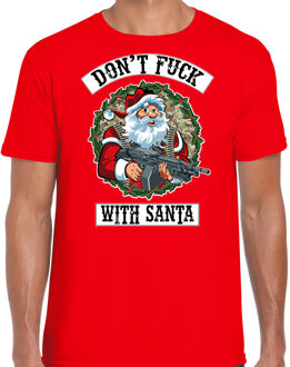 Bellatio Decorations Fout Kerstshirt / Kerst t-shirt Dont fuck with Santa rood voor heren - Kerstkleding / Christmas outfit 2XL