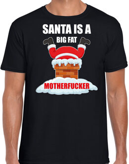 Bellatio Decorations Fout Kerstshirt / Kerst t-shirt Santa is a big fat motherfucker zwart voor heren - Kerstkleding / Christmas outfit 2XL